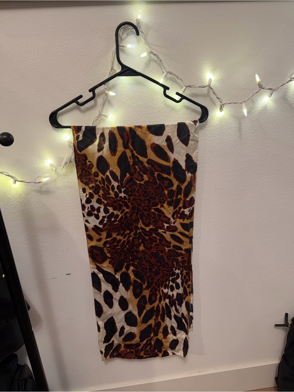 Women's Leopard Print Satin Scarf Brown Black Animal Print